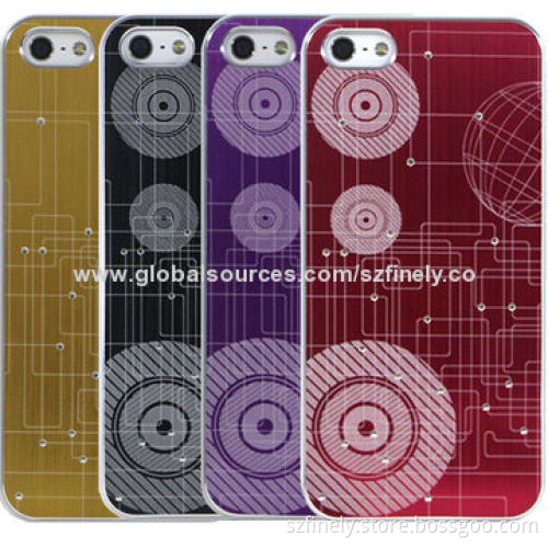 PC case for iPhone 5/5S, plating aluminum sheet, laser carve pattern, various colors available